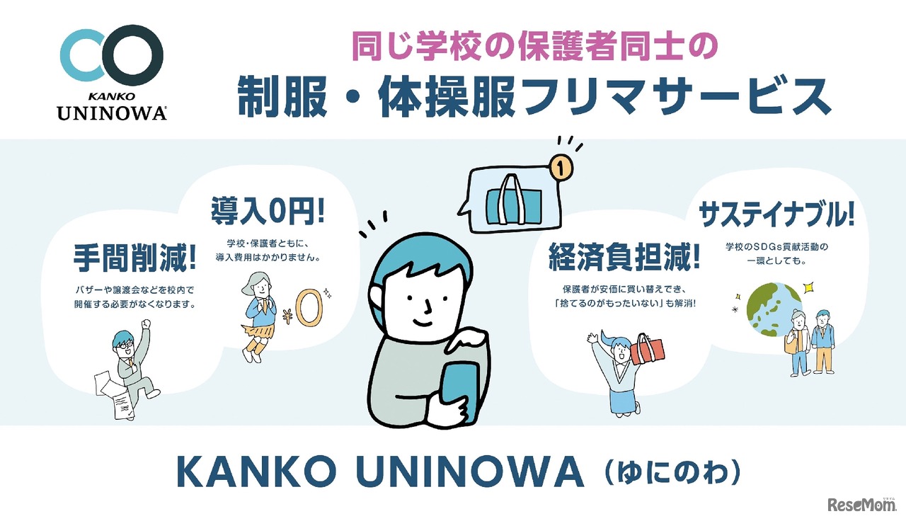 保護者同士が制服・体操服を売買できるフリマサービス「KANKO UNINOWA（ゆにのわ）」