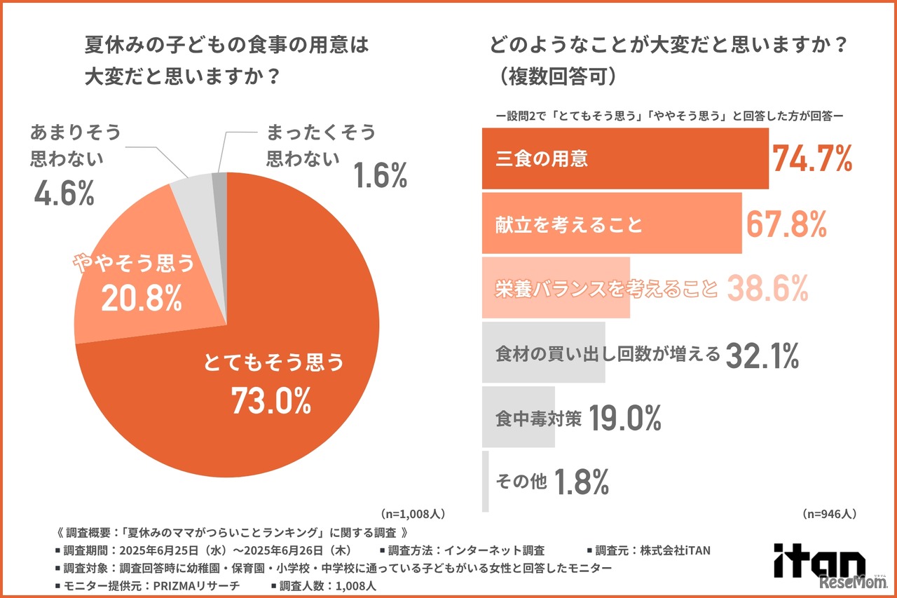 夏休みの子供の食事の用意は大変だと思うか
