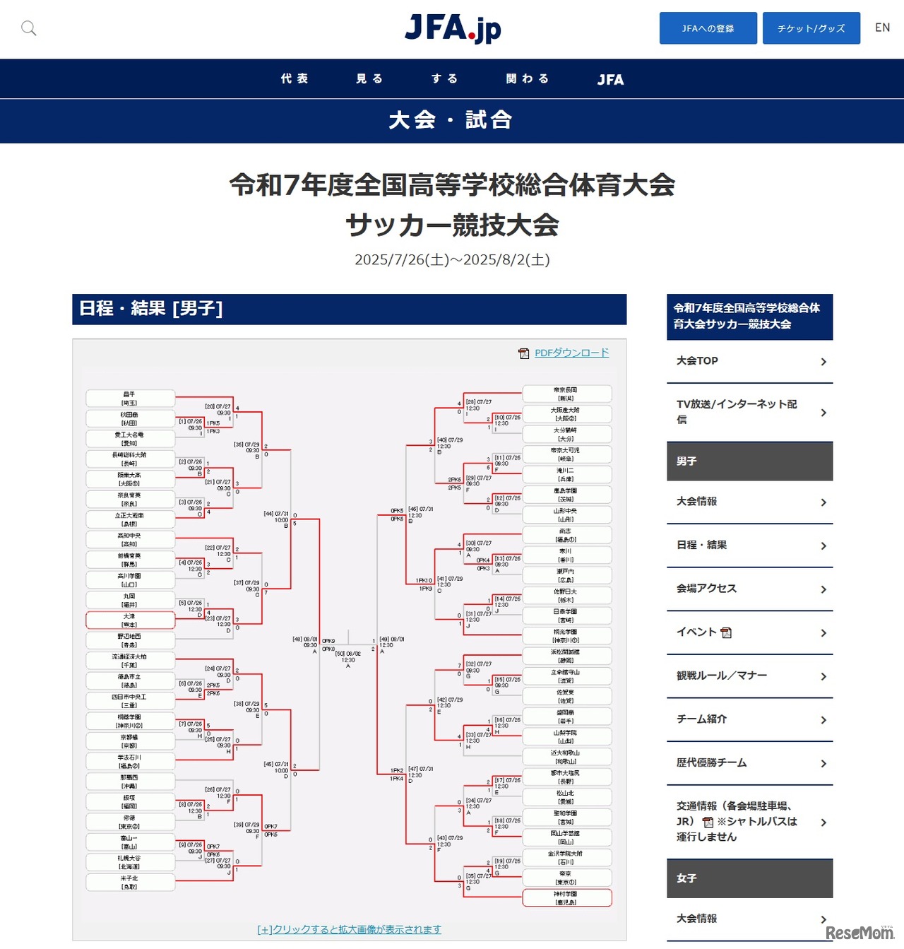 令和7年度全国高等学校総合体育大会サッカー競技大会