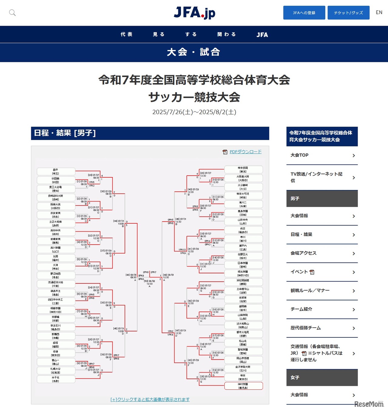令和7年度全国高等学校総合体育大会サッカー競技大会