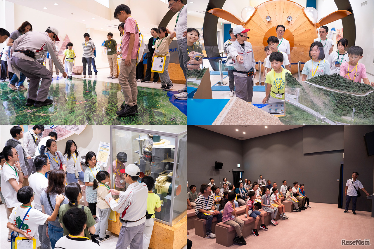 地図とジオラマで位置を確認、模型で仕組みを復習。御母衣ダムができるまでの歴史と、荘川桜をめぐる物語を映像で鑑賞した