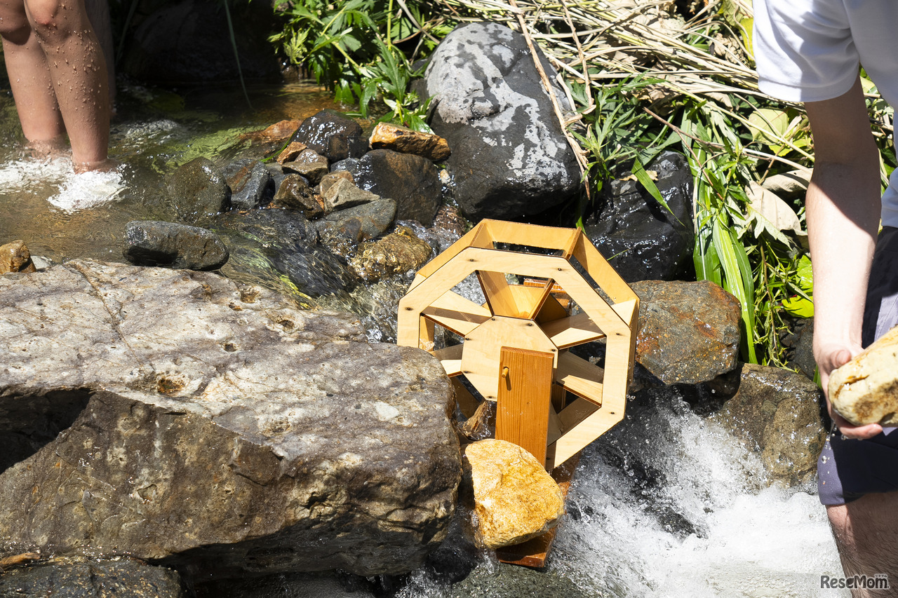 良さそうな場所に置いてみたけれど水車はまわらない…