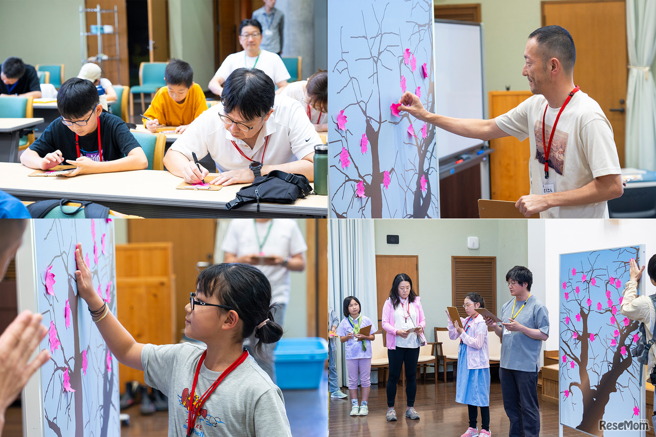 ひとりひとりが感想を書き込んだ「桜」を、荘川桜に見立てた桜の木のボードに貼っていった