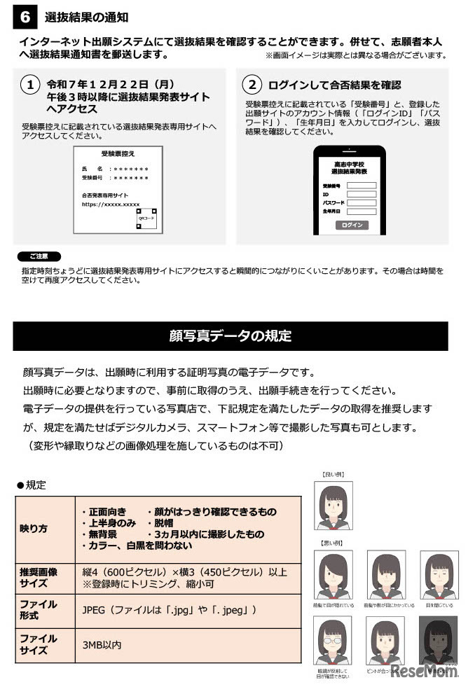 福井県立高志中学校インターネット出願の手引き