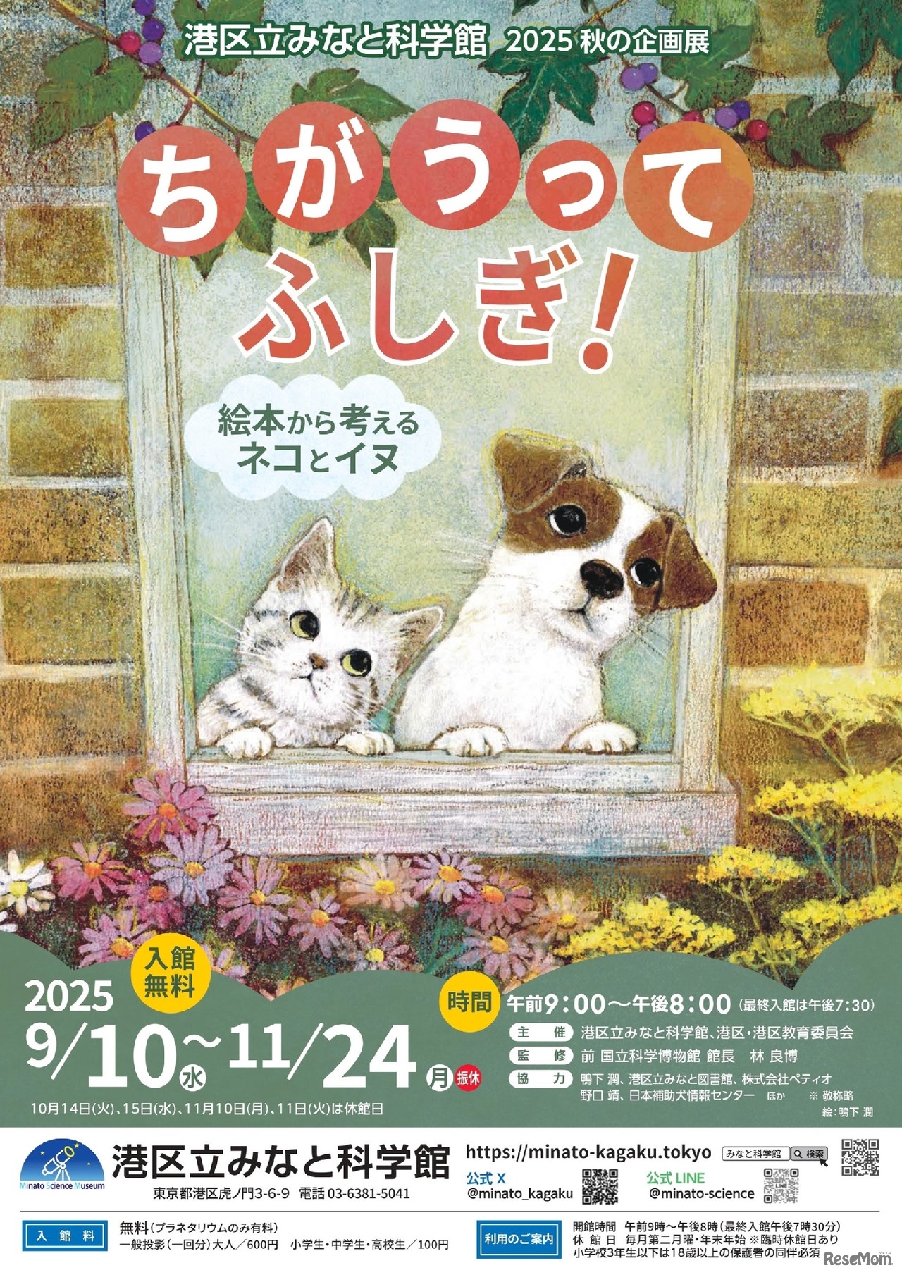 2025秋の企画展「ちがうってふしぎ！ ～絵本から考えるネコとイヌ～」