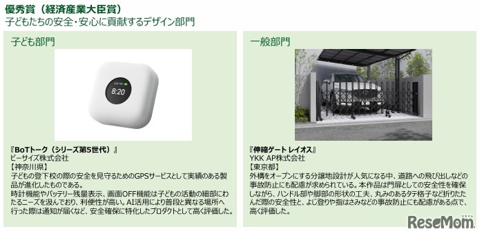 優秀賞（経済産業大臣賞）子どもたちの安全・安心に貢献するデザイン部門