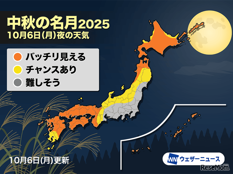 2025年10月6日（月）、今夜の天気は？