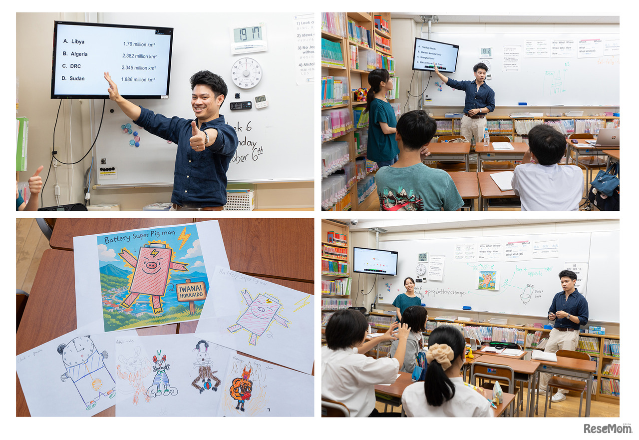 文法や表現の定着のためにクイズを取り入れたり、会話をしたりしながらキャラクターやストーリーを作っていく会話パート