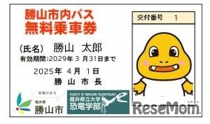 市内コミュニティバスの無料乗車券イメージ図