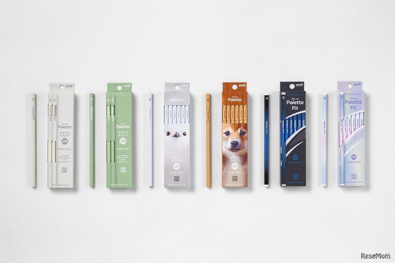 「uni Palette」（左から）アイボリー、ピスタチオ、もふエナガ、シバイヌ、「uni Palette Fit」（左から）メタリックネイビー、パールホワイト