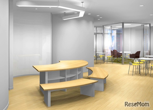 【4F ゼミ室】　少人数の授業の他、ゼミや勉強会などに使用。講師との距離がより近く、ポイントを絞った徹底指導を受けることができる