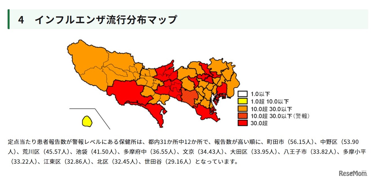 東京都インフルエンザ流行分布マップ