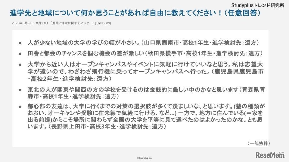 進学先と地域について思うこと