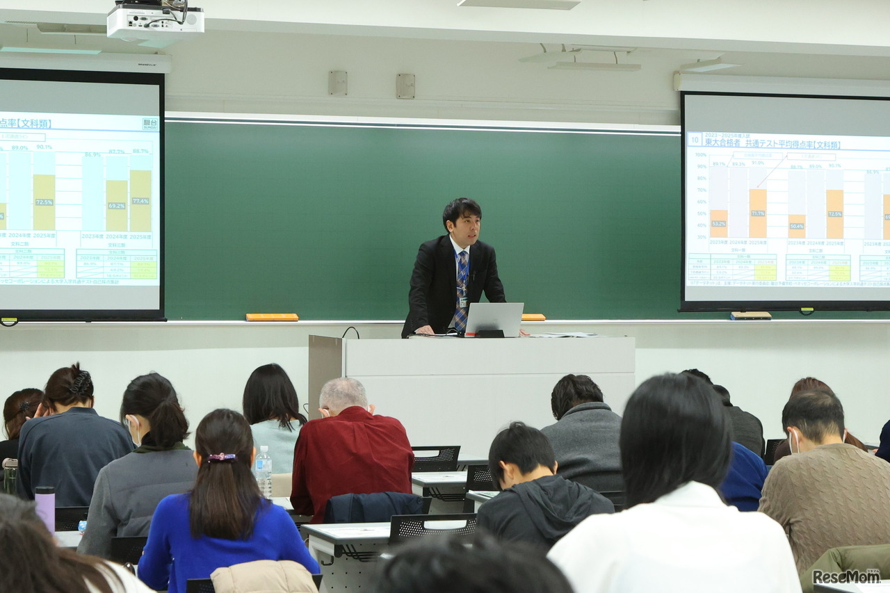 2025年12月14日に、駿台予備学校 お茶の水校3号館（東大専門校舎）で開催された『東大入試情報講演会 ₋冬編₋』のようす