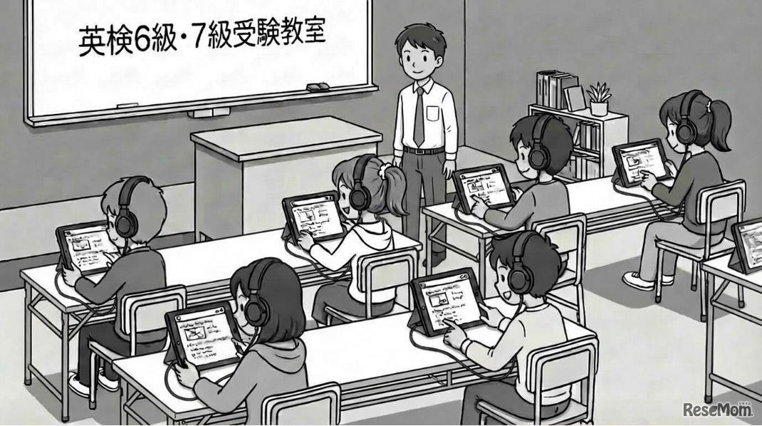 2026年度第3回検定より実施予定の英検6級・7級はPCまたはタブレットを用いたオンライン受験（CBT形式）を取り入れる予定