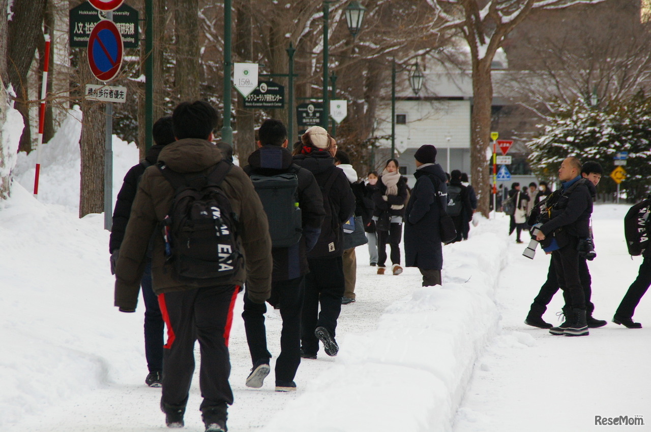 北海道大学試験場（札幌キャンパス）2026年1月17日 共通テスト1日目のようす