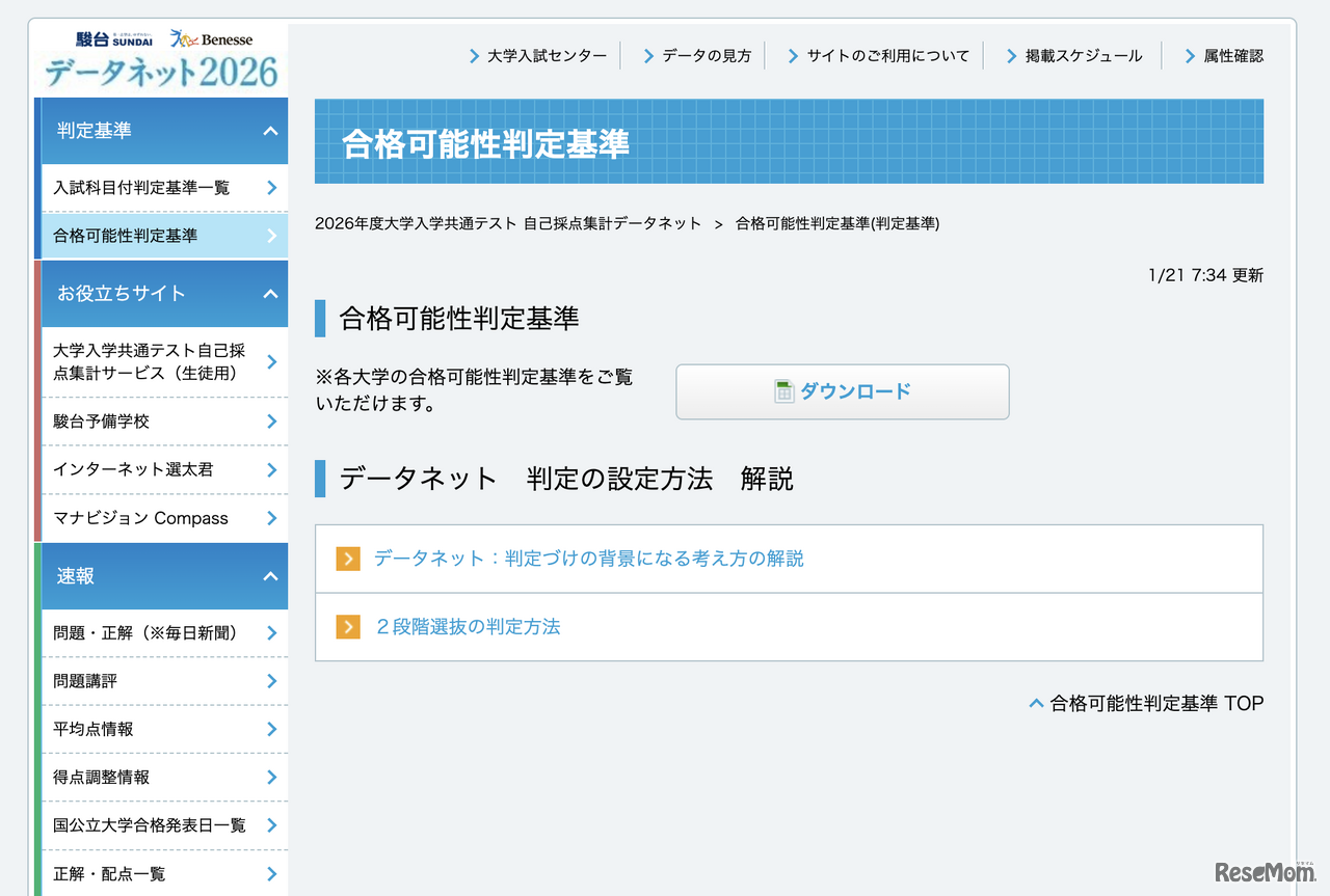 【共通テスト2026】データネット「合格可能性判定基準」…東大（理三）合格可能性60％ラインは930点