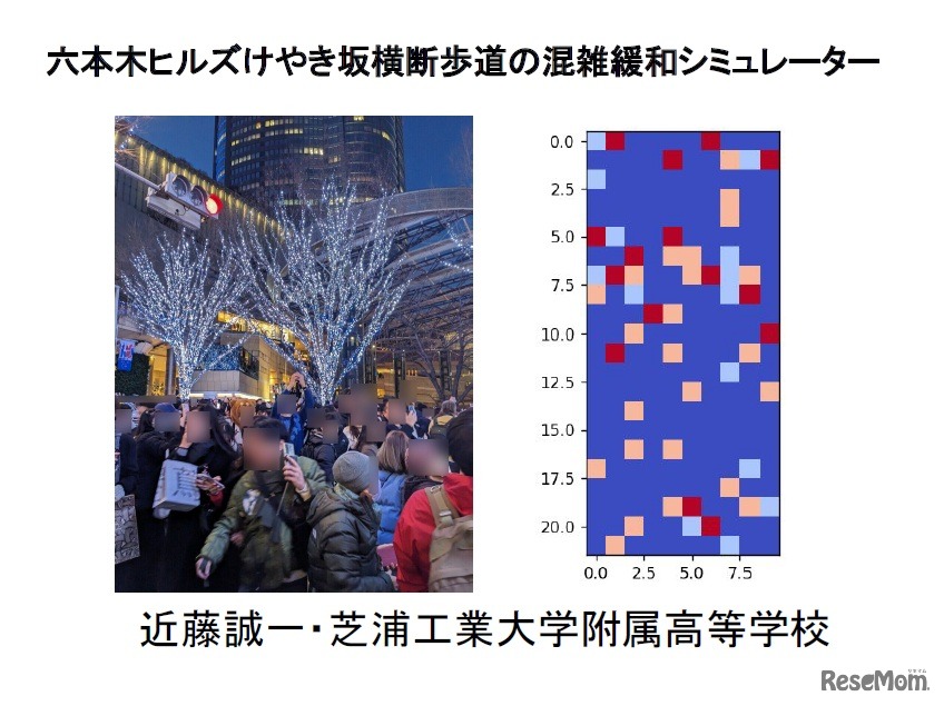 六本木ヒルズの混雑を再現する人流シミュレーションプログラムを研究