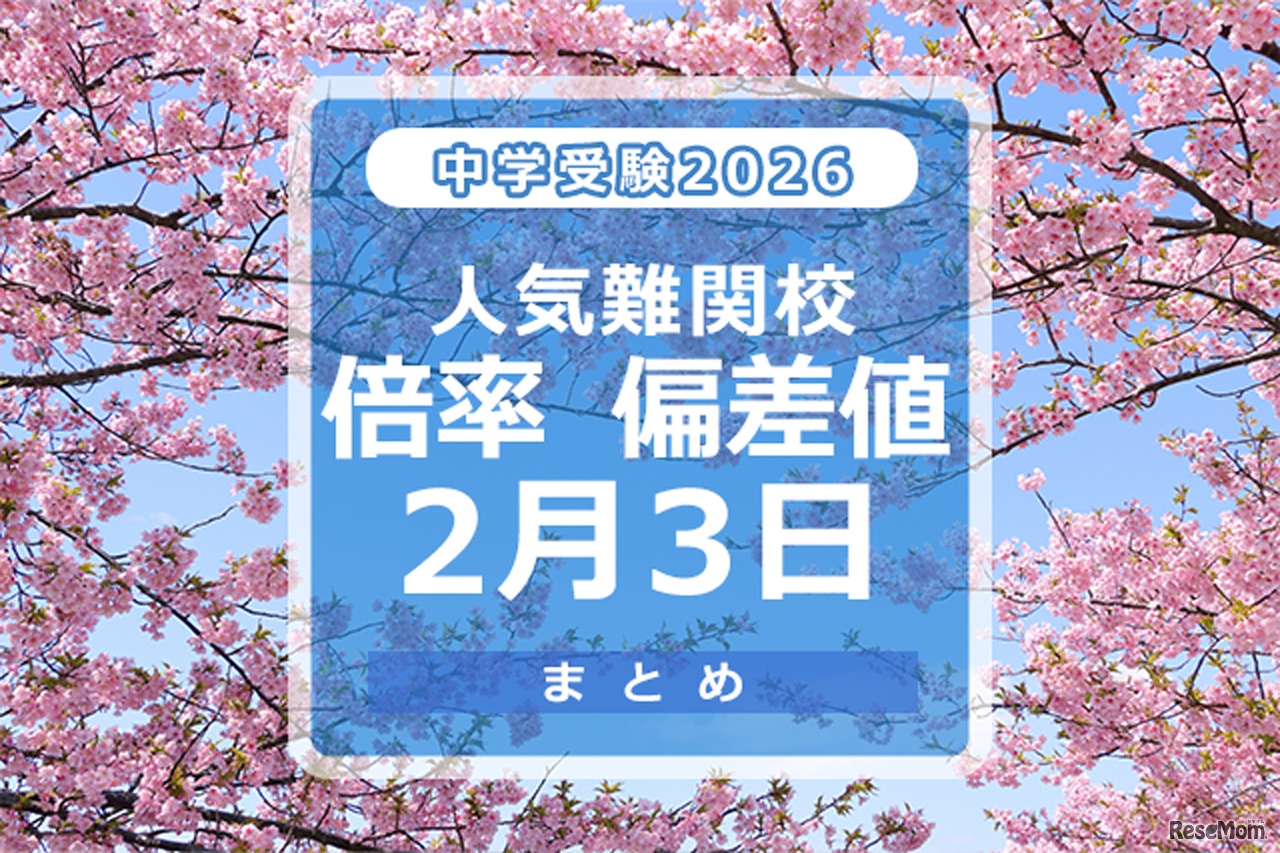 中学受験2026　倍率・偏差値2月3日