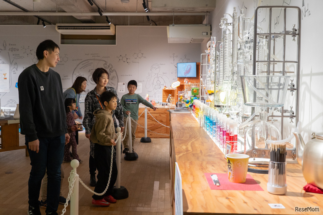 壁一面に並んだカラフルな実験器具は圧巻