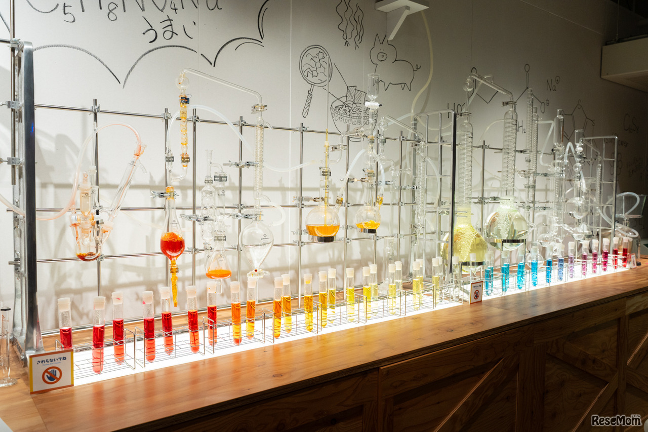 本格的な実験器具を展示している