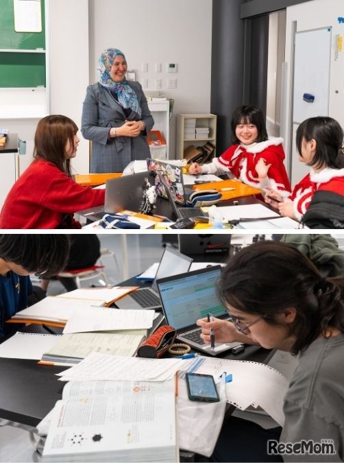 2年生の化学の授業。英語で書かれた分厚い教科書で読みこなし、問題を解いていた。