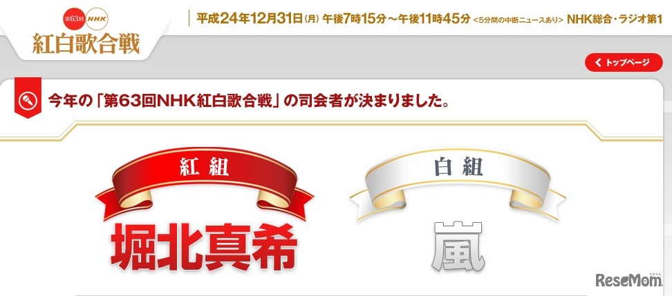 第63回NHK紅白歌合戦