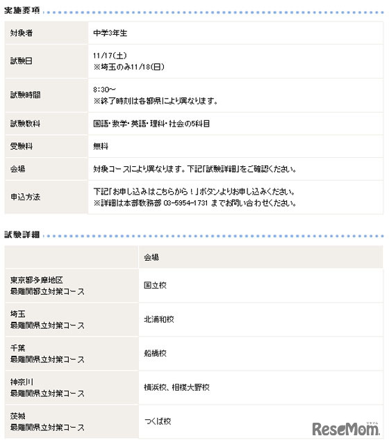都県立最難関対策コース後期選抜試験
