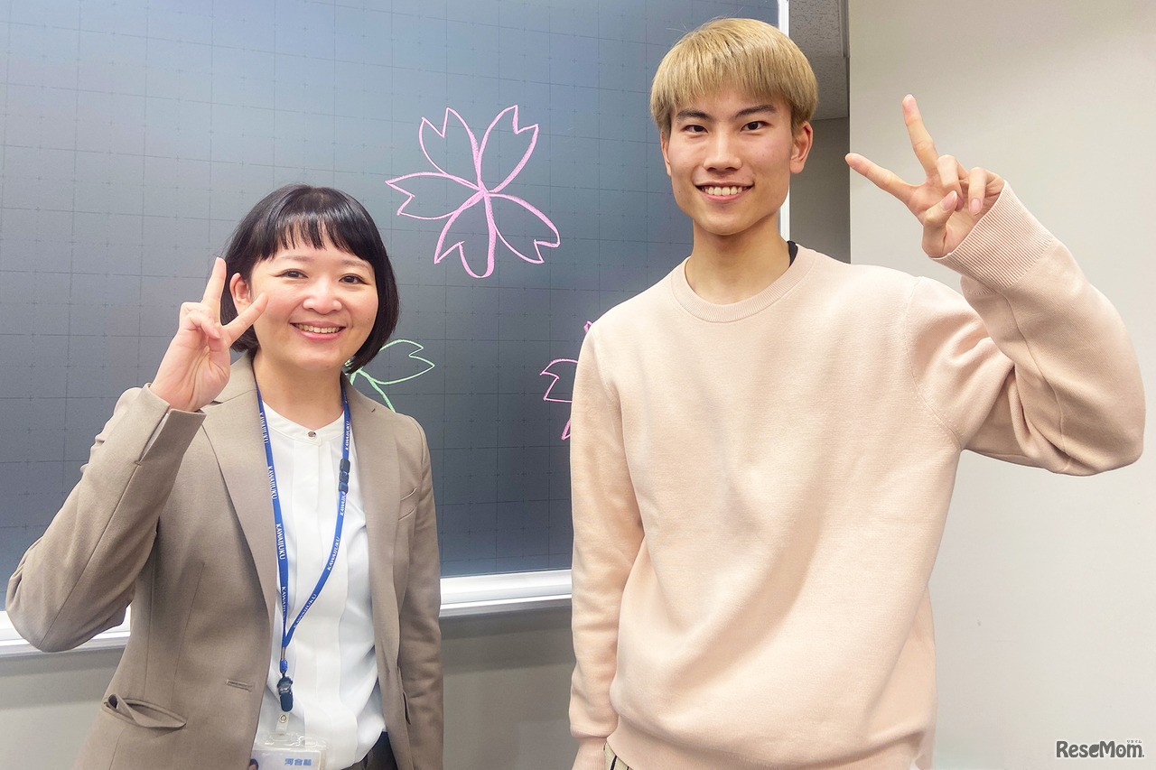 M.Hさん（理科二類合格／灘高等学校卒）と大阪北キャンパス　東大・京大・医進館 チューターの山本さん