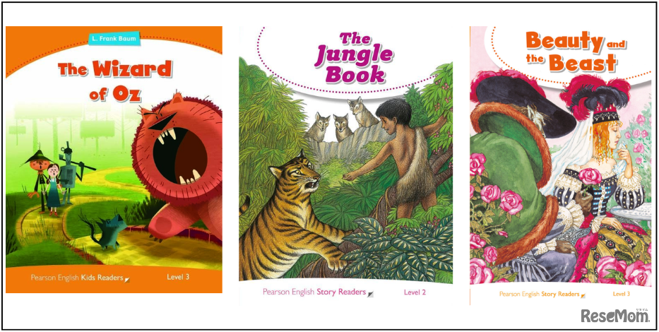 やさしい英語で、物語の世界をお楽しみいただけます。画像のタイトルは一例です。