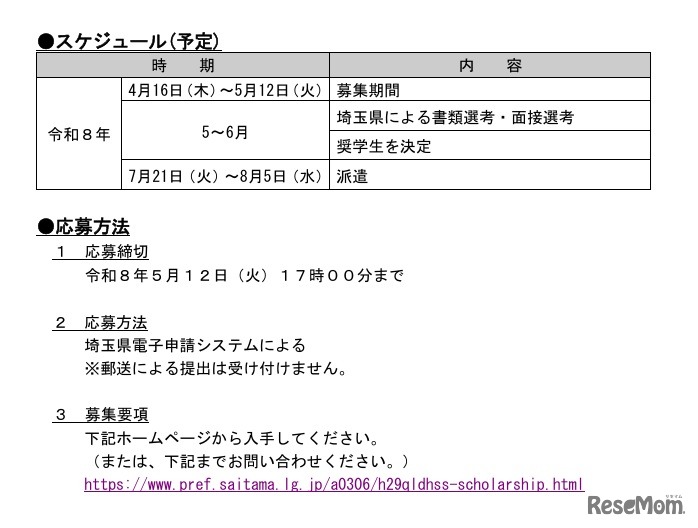スケジュールと応募方法