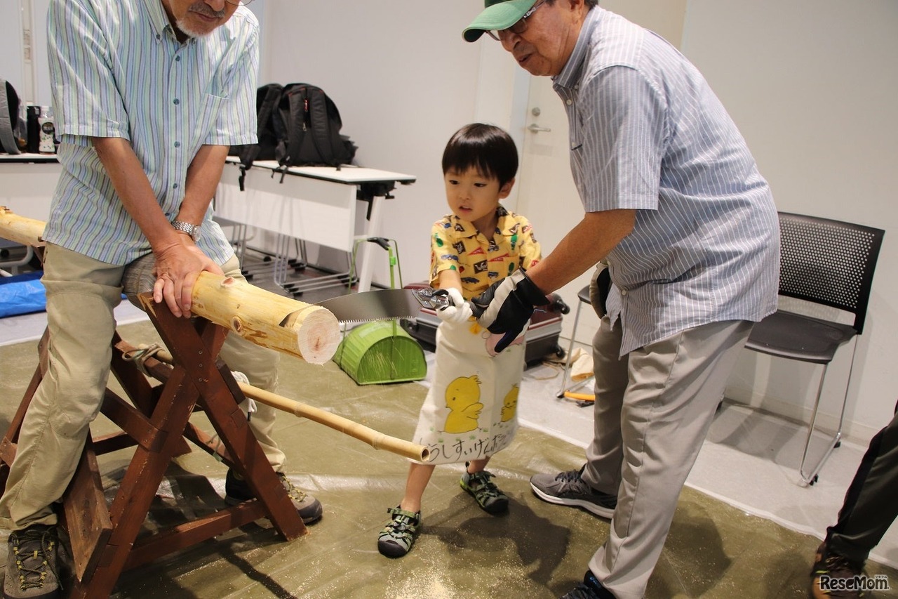 間伐材丸太切り体験