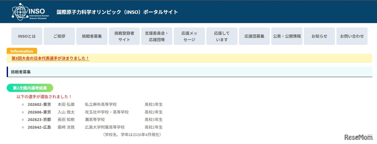第3回大会の日本代表選手が決定