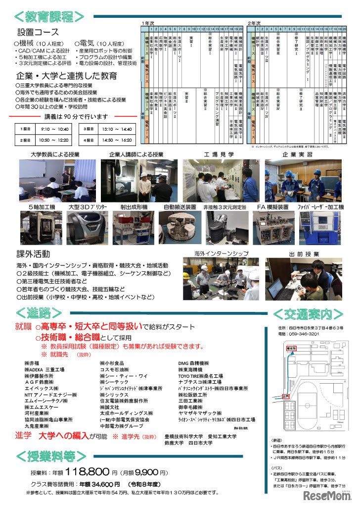 三重県立四日市工業高等学校ものづくり創造専攻科、パンフレット