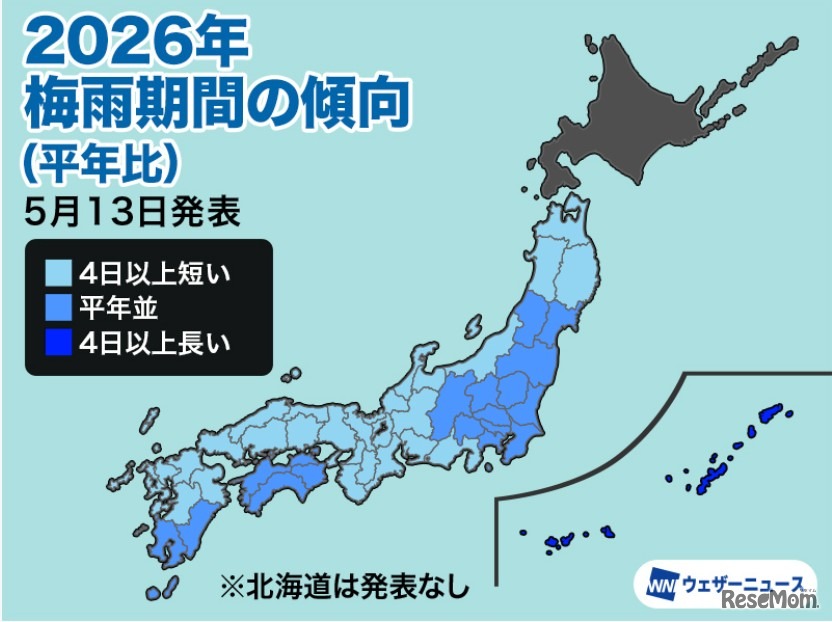 2026年梅雨期間の傾向