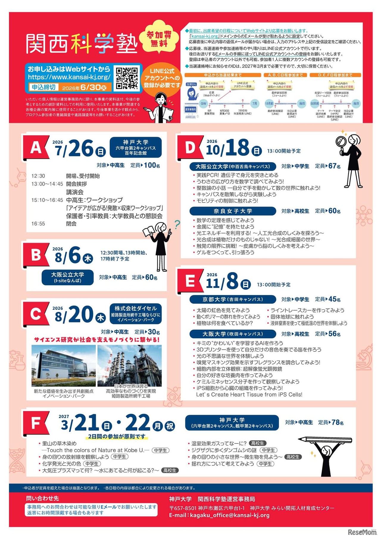 2026年度「第21回女子中高生のための関西科学塾」