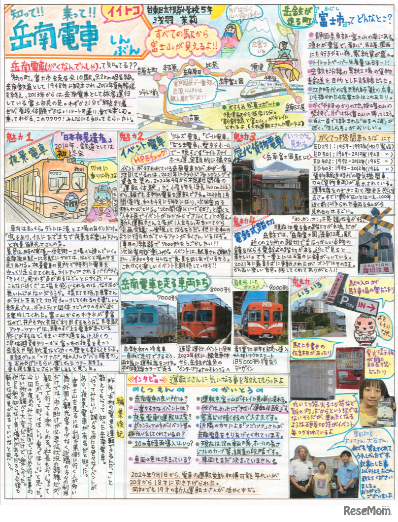 第19回「私とみんてつ」小学生新聞コンクール 個人部門 最優秀作品賞（文部科学大臣賞）受賞作品