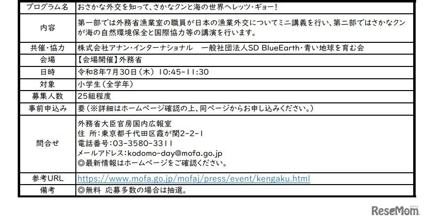こども霞が関見学デー「おさかな外交を知って、さかなクンと海の世界へレッツ・ギョー！」