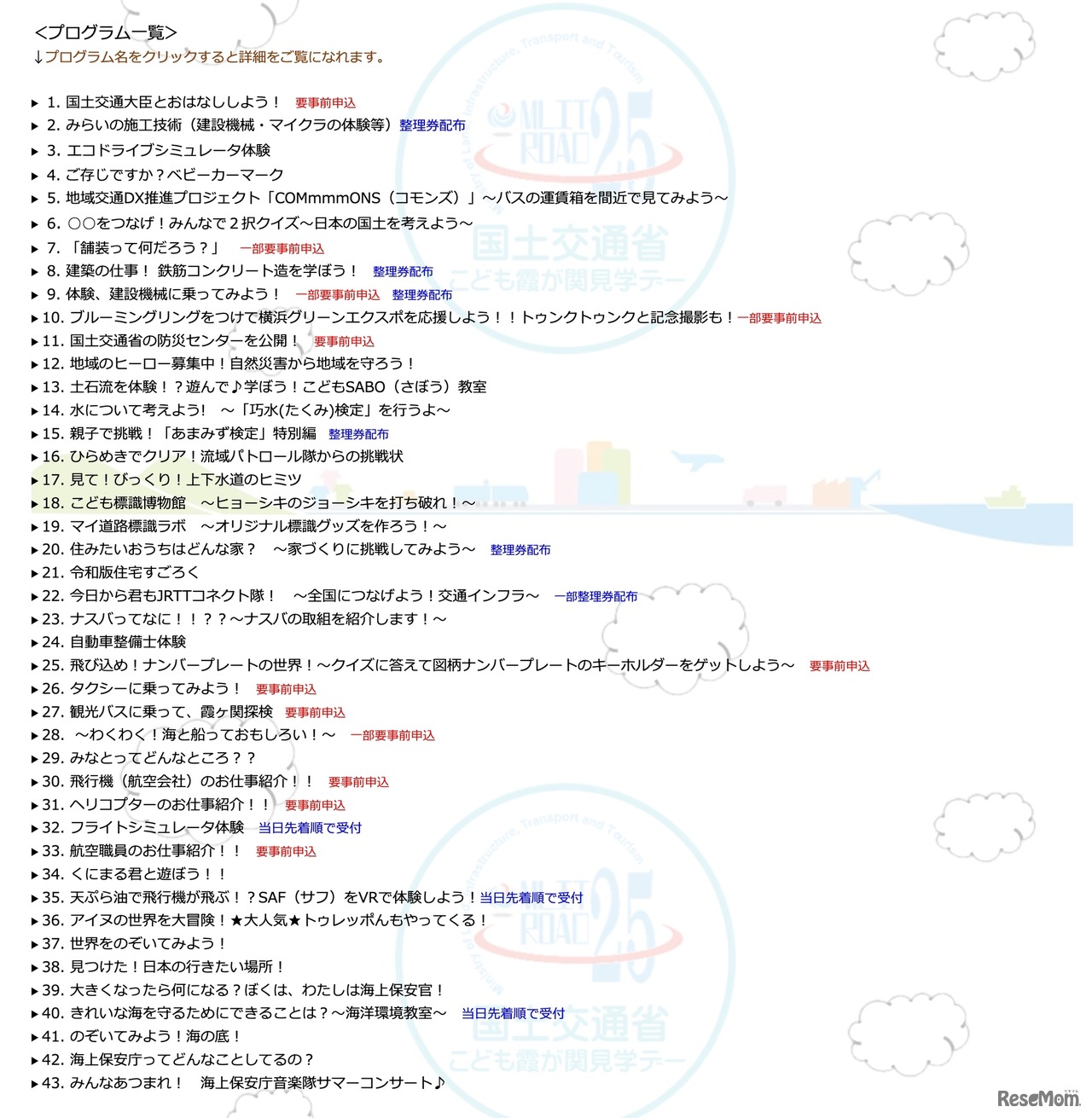 プログラム一覧