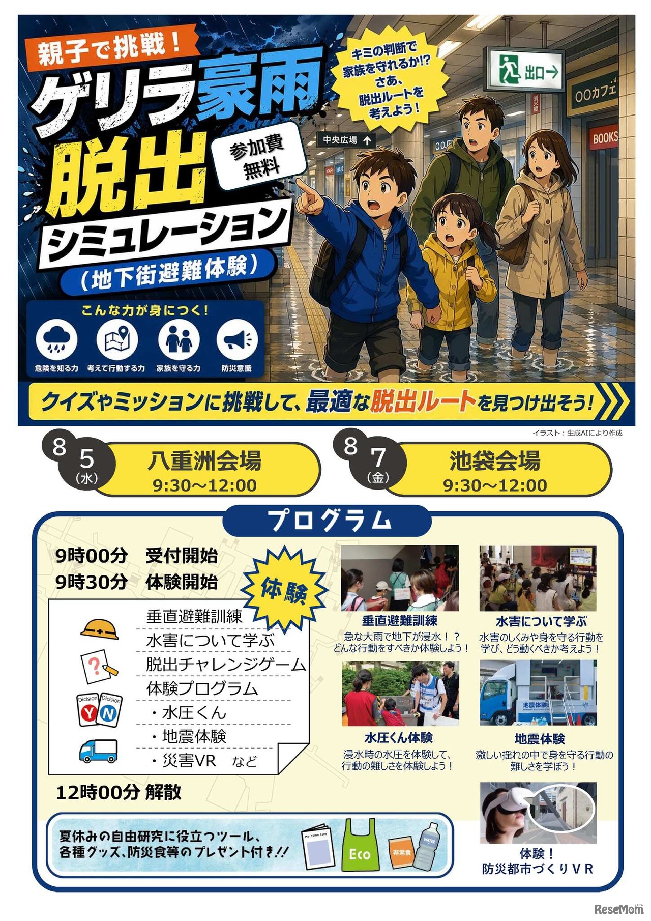 親子で挑戦！ゲリラ豪雨脱出シミュレーション（地下街避難体験）