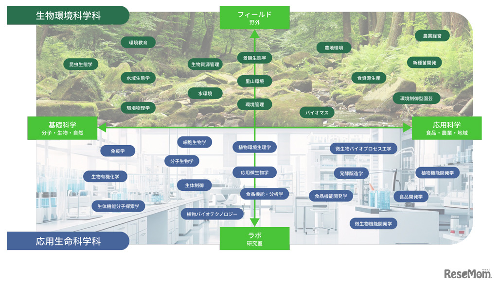 バイオ環境学部の学びのフィールド