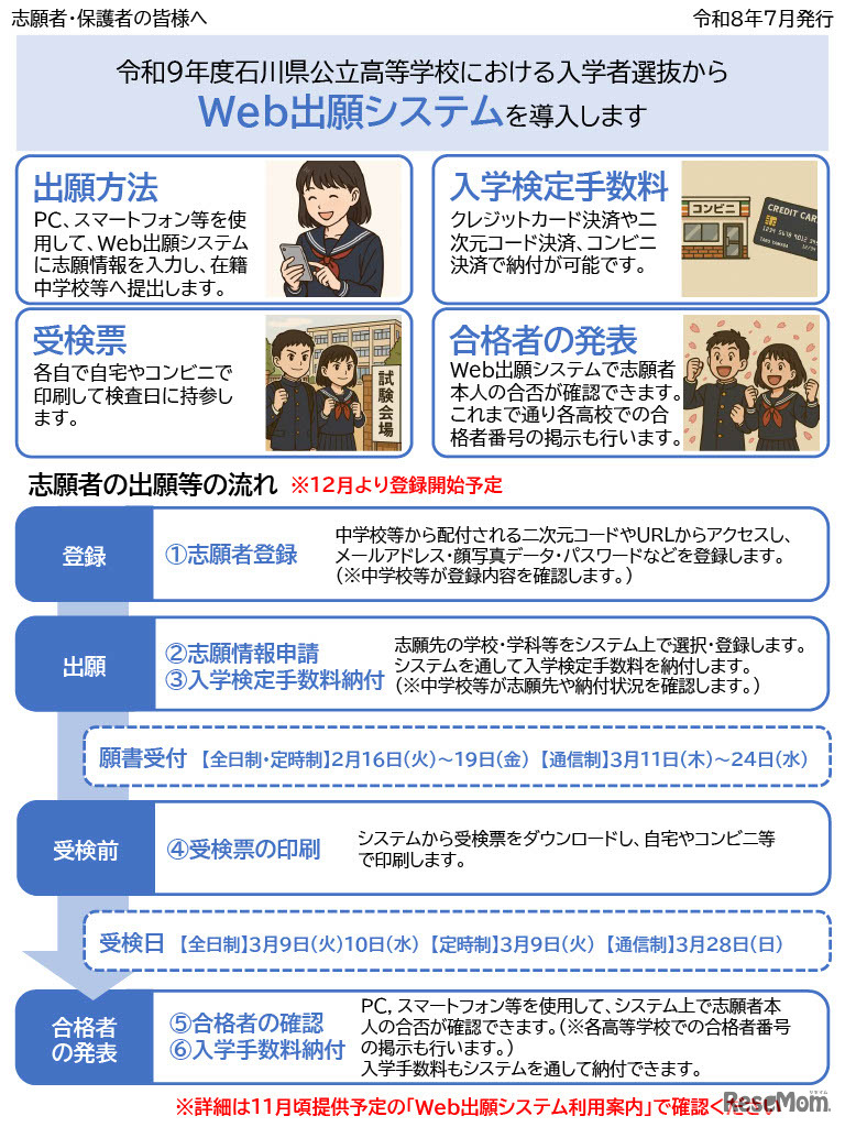 令和9年度石川県公立高等学校における入学者選抜からWeb出願システムを導入します