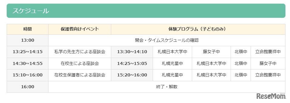 スケジュール