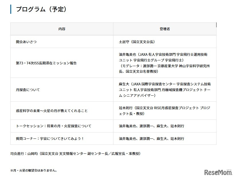 プログラム（予定）