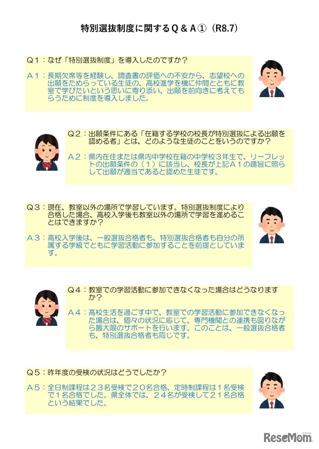 特別選抜制度に関するQ＆A