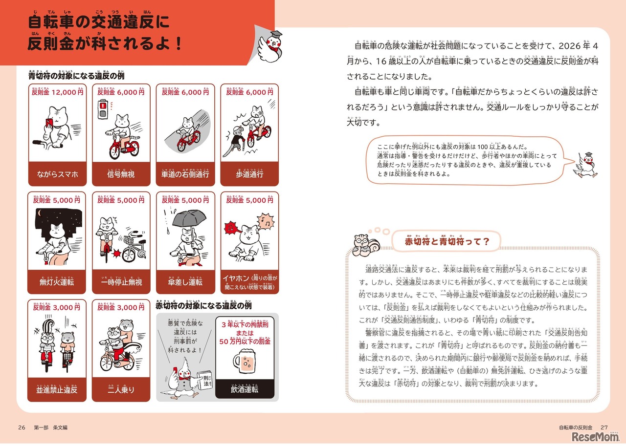 2026年4月に導入された、青切符の対象となる違反の例を掲載