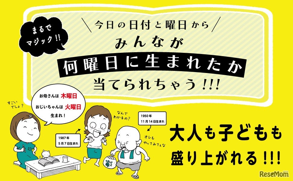今日の日付と曜日から何曜日に生まれたか当てられる
