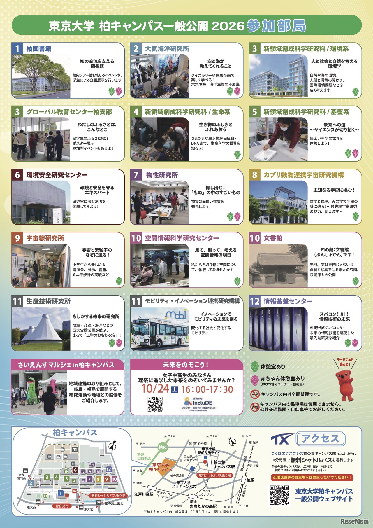 東京大学柏キャンパス一般公開2026 参加部局