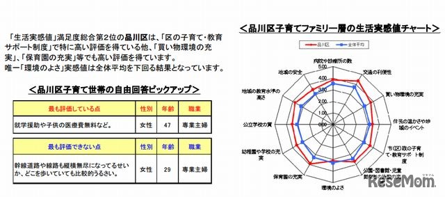 品川区子育てファミリー層の生活実感値チャート