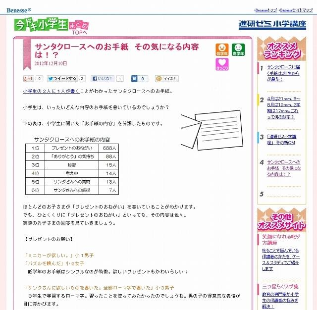 サンタクロースに宛てた手紙の内容